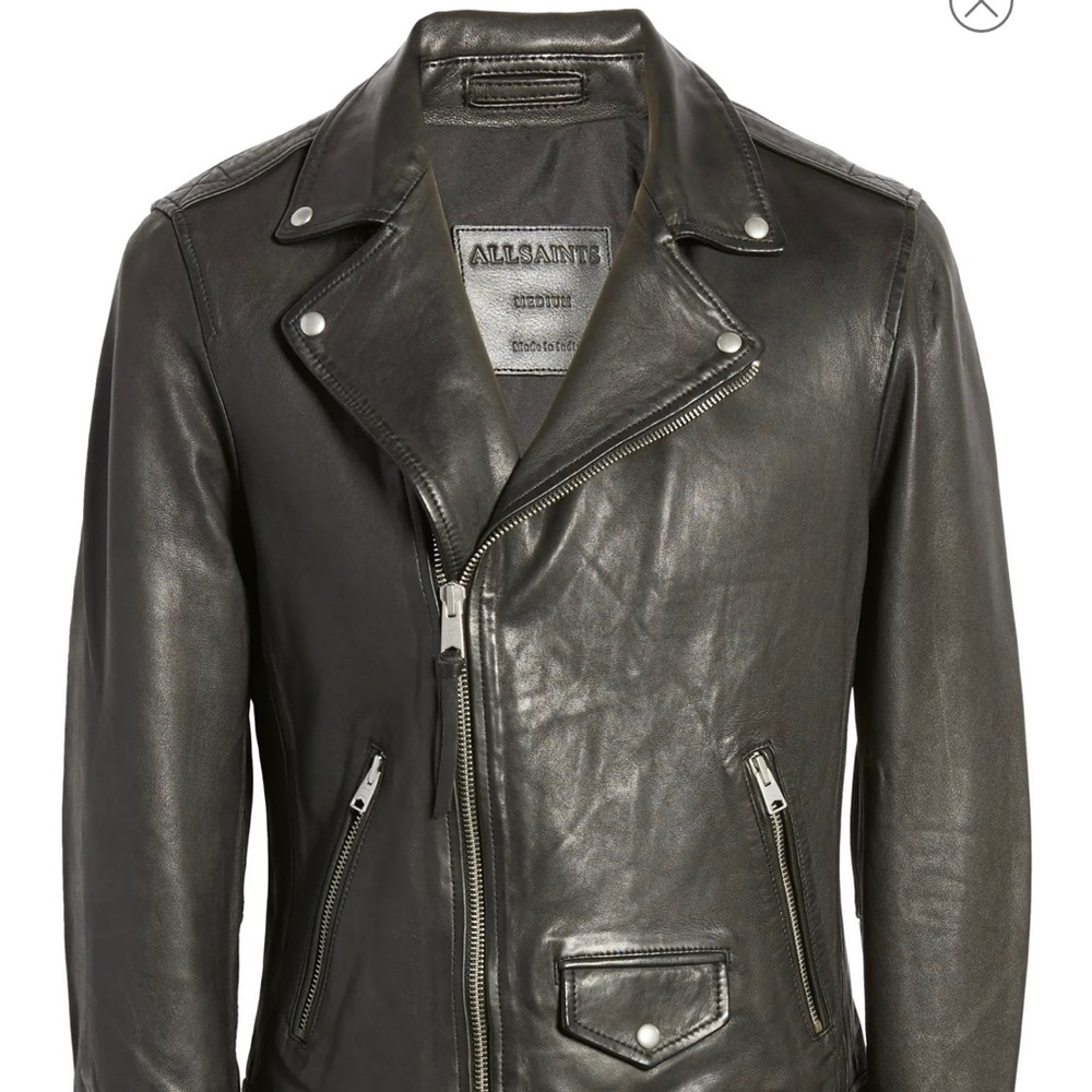 Men’s NWT Medium Allsaints Milo Leather Jacket